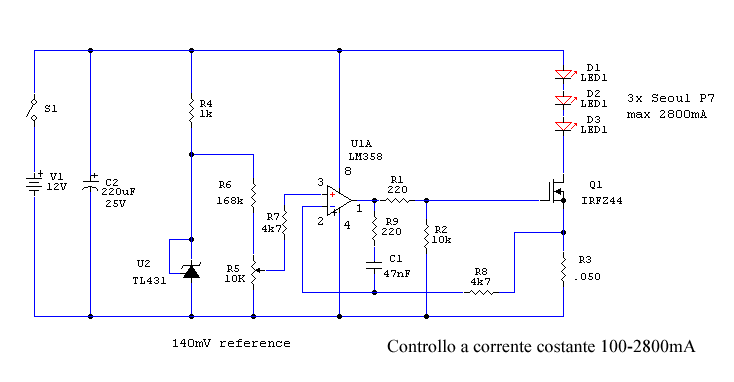 схема драйвера для светодиода 10w