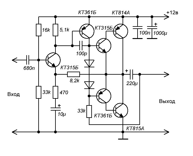 Схема усилителя звука на одном транзисторе