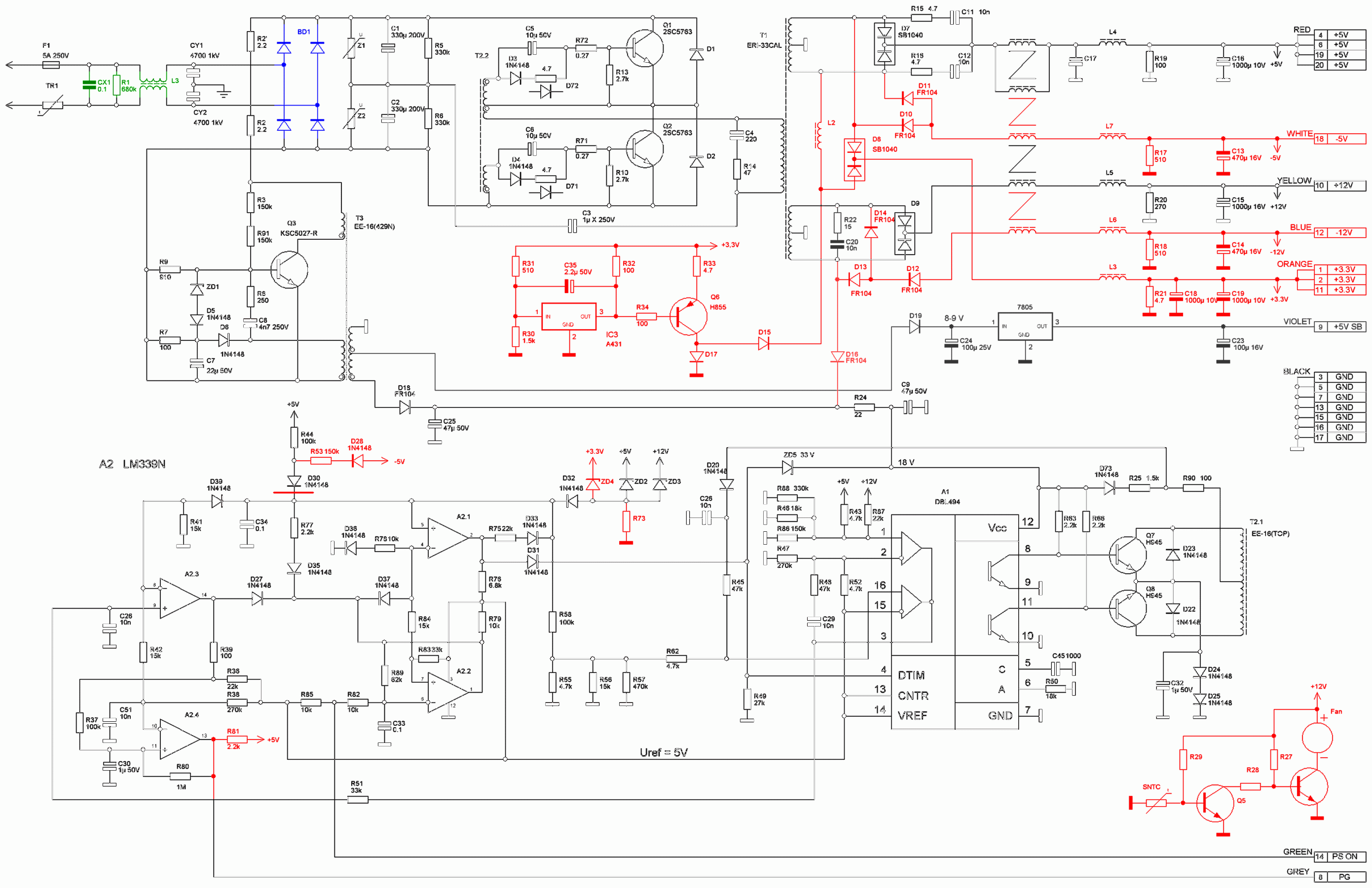 Схема блока питания ат 200w