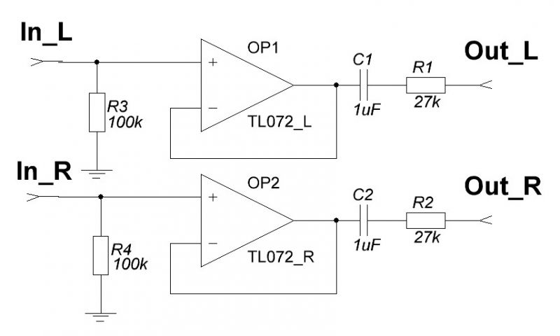 Tl072 схема усилителя
