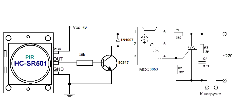 Sr501 датчик движения подключение