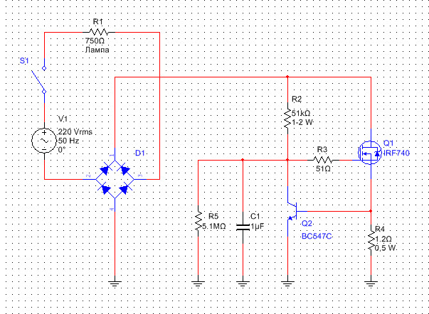 Схема диммера для ламп накаливания на 220в