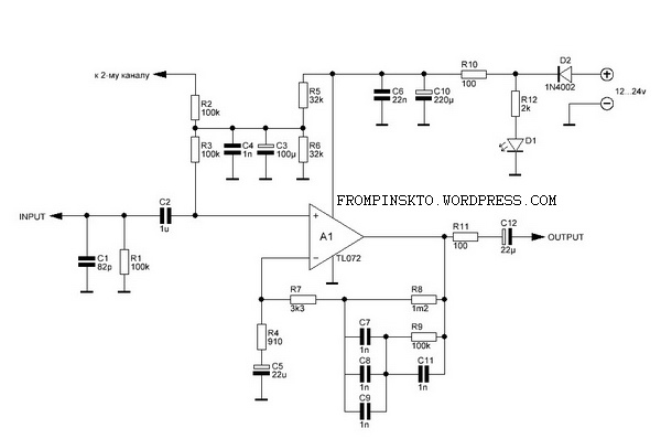 Tl072 предусилитель схема