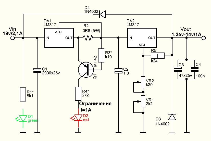 Схемы питания постоянного тока. Схема БП на lm317 с регулировкой напряжения. Блок питания на лм317 и транзисторе. Схема БП на lm317 с регулировкой. Регулируемый блок питания на lm317.