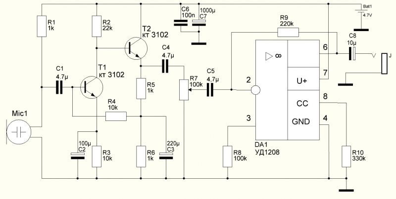 Max9814 микрофонный усилитель схема