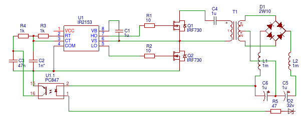 Ir2153 схема включения с защитой