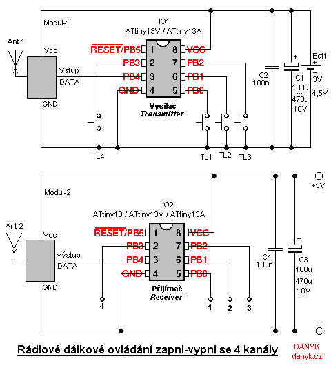 Attiny45 схема включения