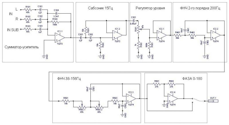 Схема ne5532 фильтр для сабвуфера