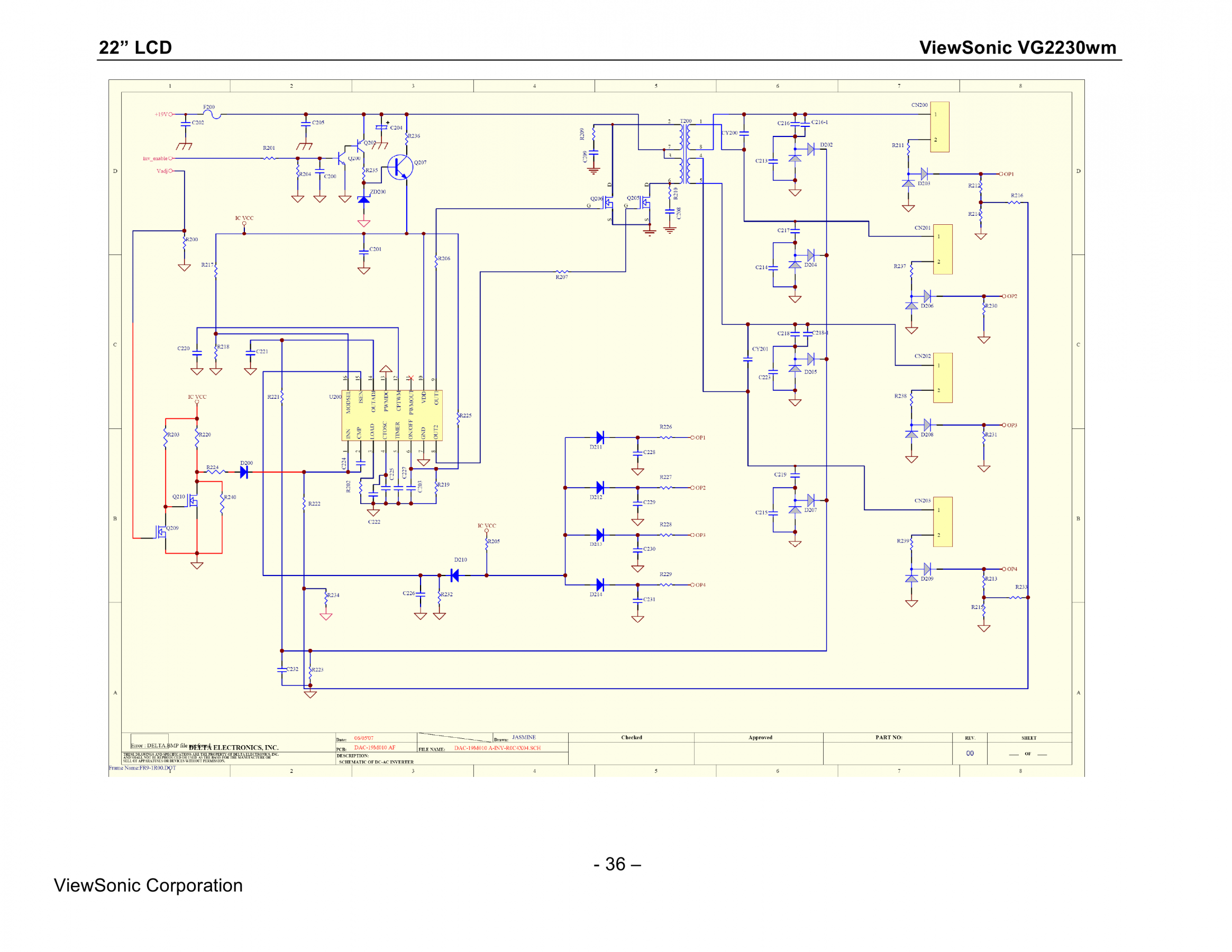 Схема блока питания viewsonic vx2235wm