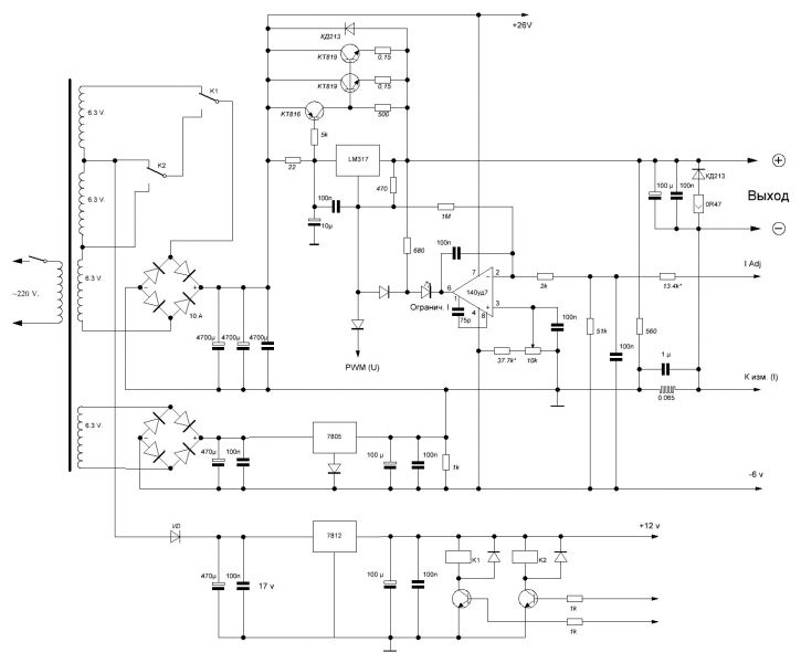 Схема китайского лабораторного блока питания 30v 5a