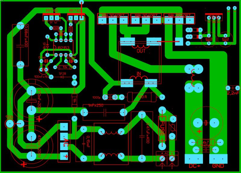 Схема ибп на ir2153 с печатной платой