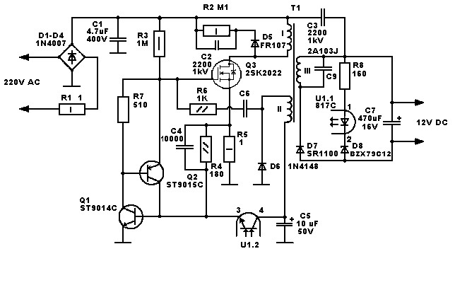 Импульсный блок питания 12в 2а схема