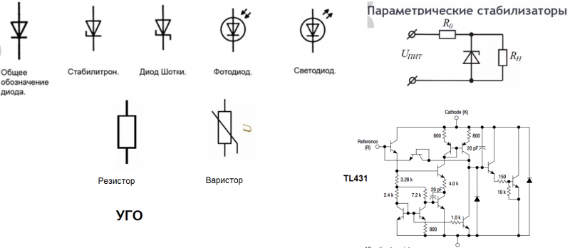 Стабилитрон двусторонний обозначение на схеме