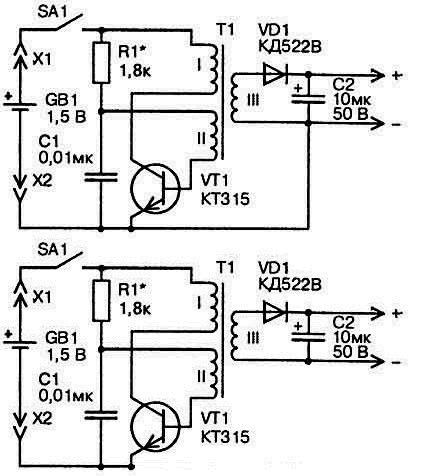 Схема двухтактного преобразователя