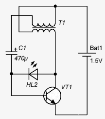 Схема блокинг генератора на одном транзисторе