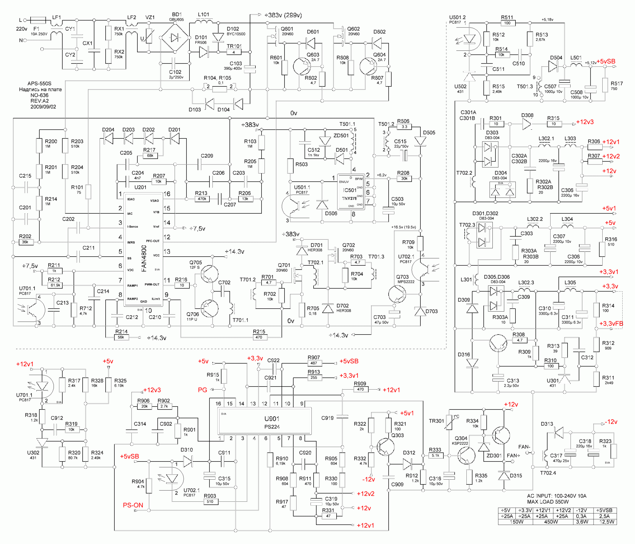 Схема блока питания chieftec aps 850cb