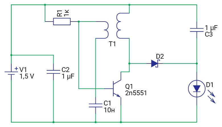 Схема блокинг генератора на одном транзисторе