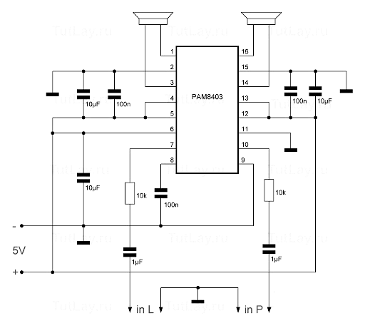 Pam8406 схема включения