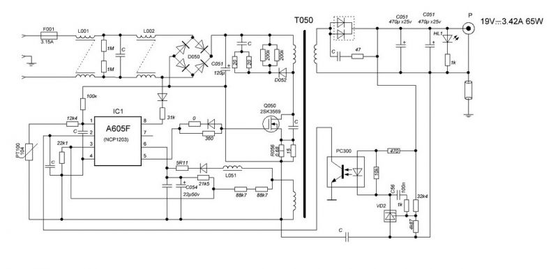 Блок питания для ноутбука асер схема