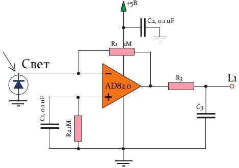 Схема подключения фотодиода