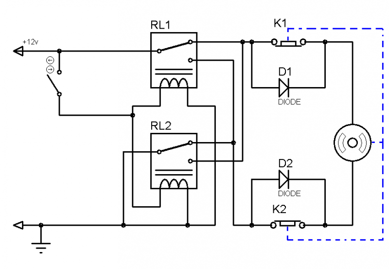 Схема реверса на реле 12в для электродвигателя