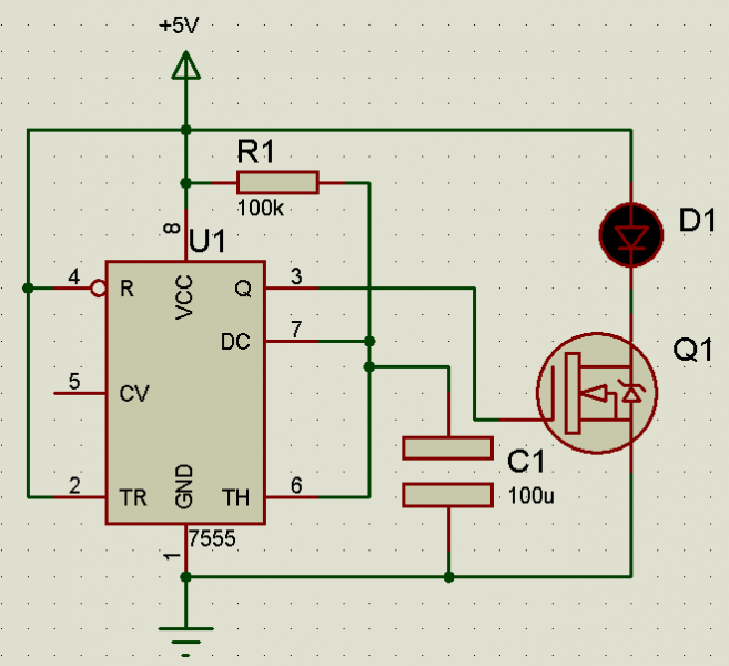 Схема периодического включения нагрузки на 555