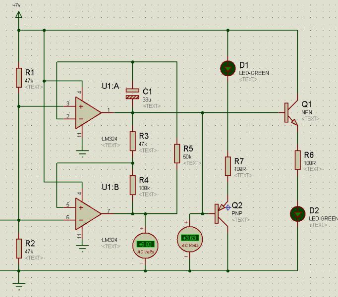 Мигалка на lm358 схема