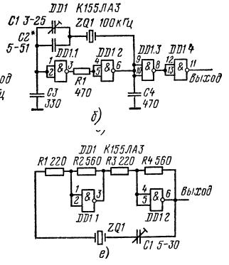 Кварцевый генератор на логических элементах схема