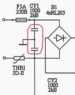 X y конденсаторы схема