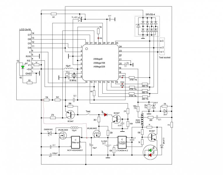 Транзистор тестер схема на atmega328