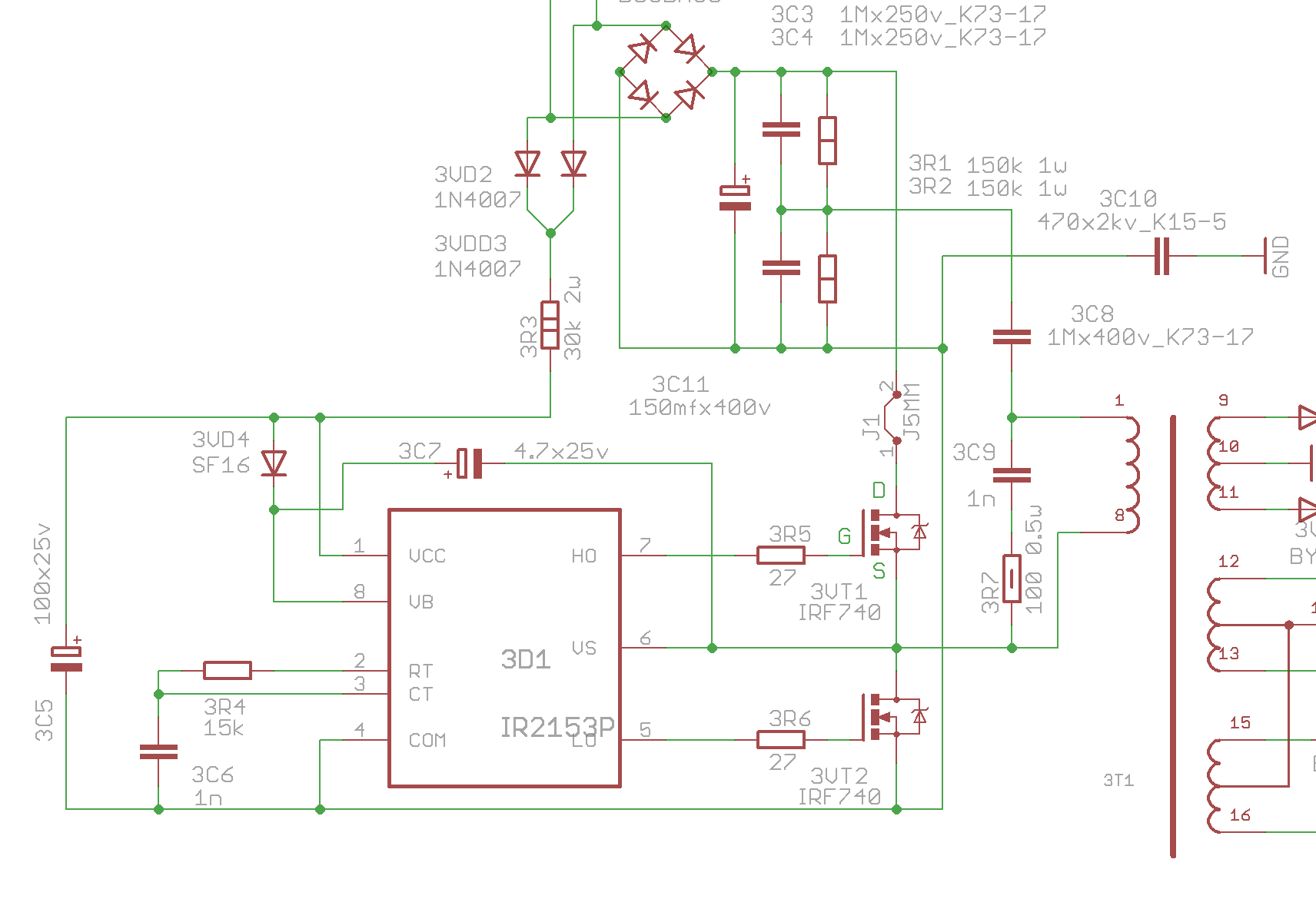 Схема блока питания на ir2153