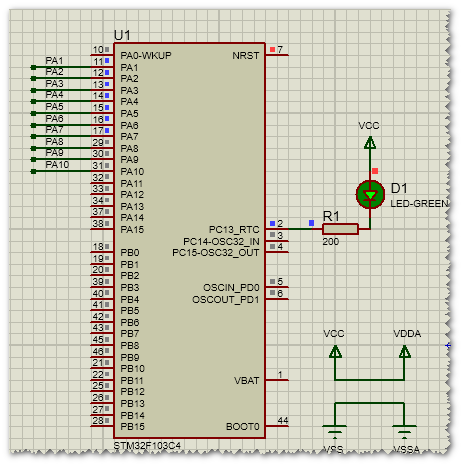 Stm32 мигание светодиодом. Stm32 Proteus. Stm32f103 Proteus. Stm32f103c8 в протеусе. Stm32f207 Proteus.