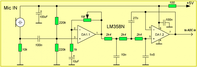 Lm358 микрофонный усилитель схема