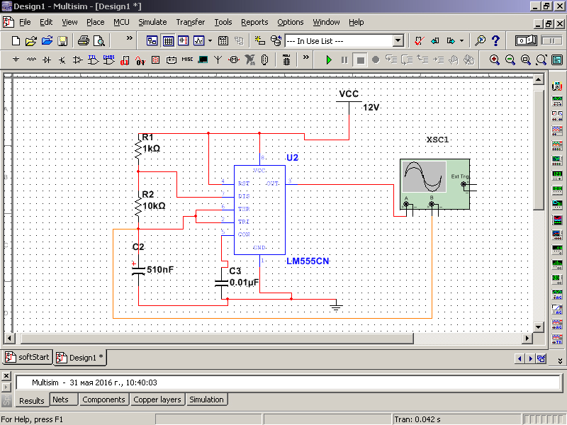 Построение схемы в multisim