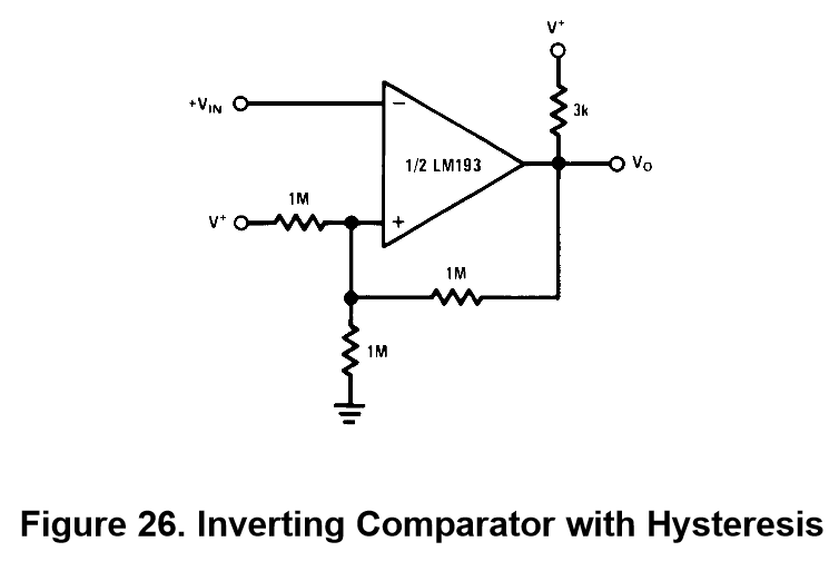 Схема компаратора с гистерезисом