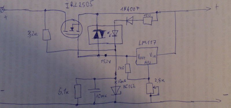 Регулятор напряжения на irf3205 схема