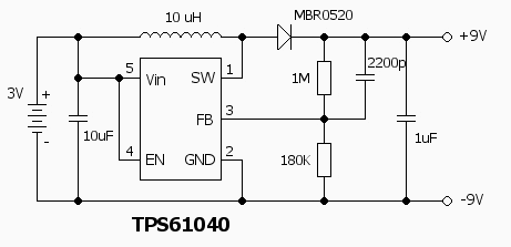 Tps61040 схема преобразователя