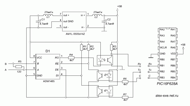 Конвертер rs485 схема