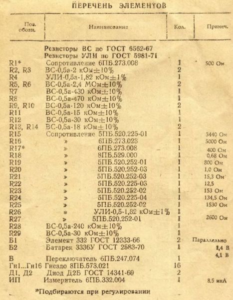 Тестер ц20 схема