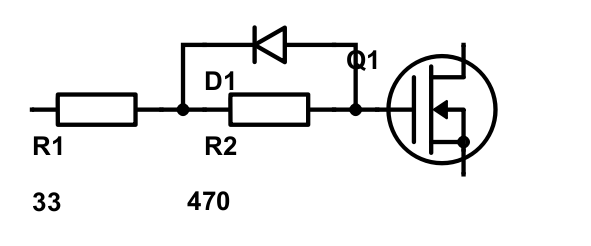 Диод и резистор в цепи. Стабилитрон в затворе IGBT. Диод в цепи затвора IGBT. Затвор полевого транзистора через диод. Диод в затворе полевого транзистора.