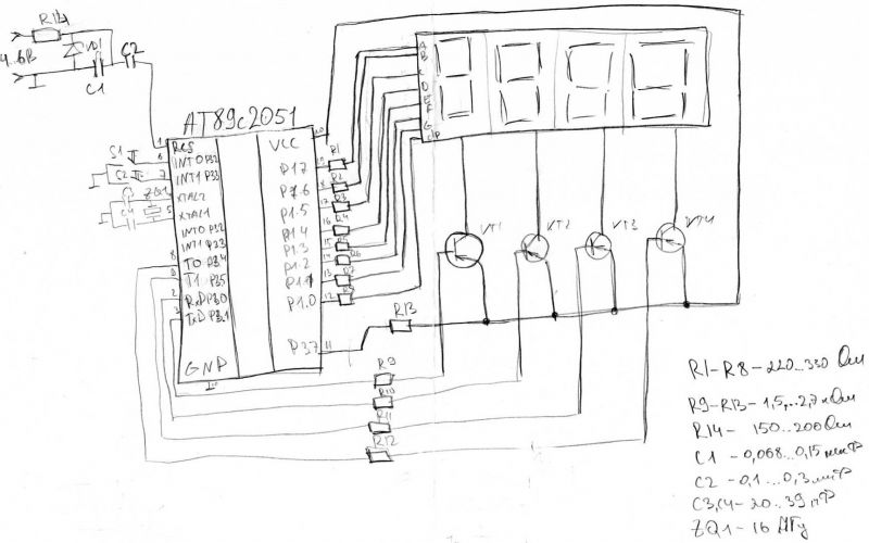 At89c2051 часы схема