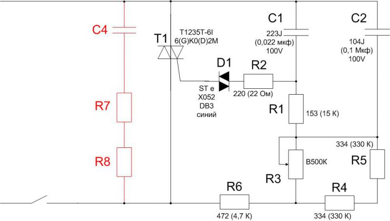 Схема диммера на симисторе вта 16