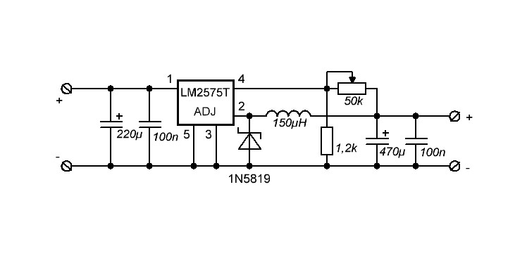 Lm2575t adj схема включения