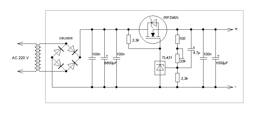 Регулируемый блок питания на tl431 схема