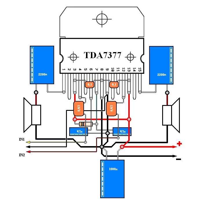 Схема усилителя мощности tda7377