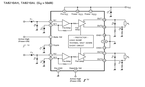 Ta8210ah схема усилителя звука