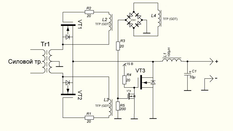 Схема транзисторного выпрямителя