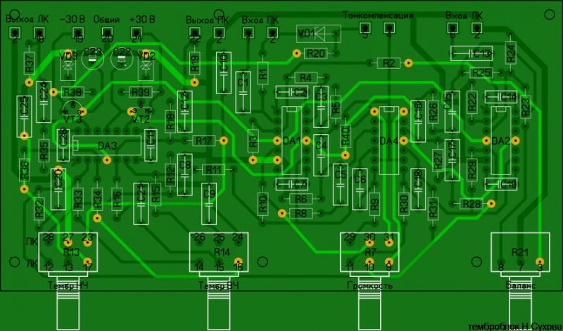 Темброблок для усилителя своими руками схема печатная плата